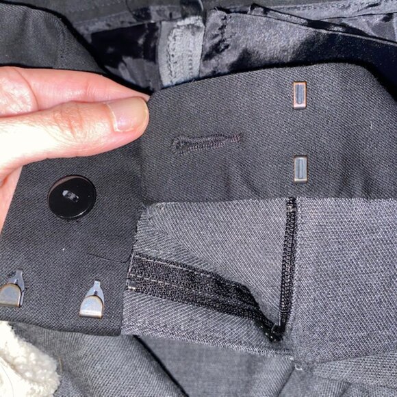 Express Editor 00R Grey Cropped Trousers with Black Trim Waistband & Back Pocket - Picture 4 of 7